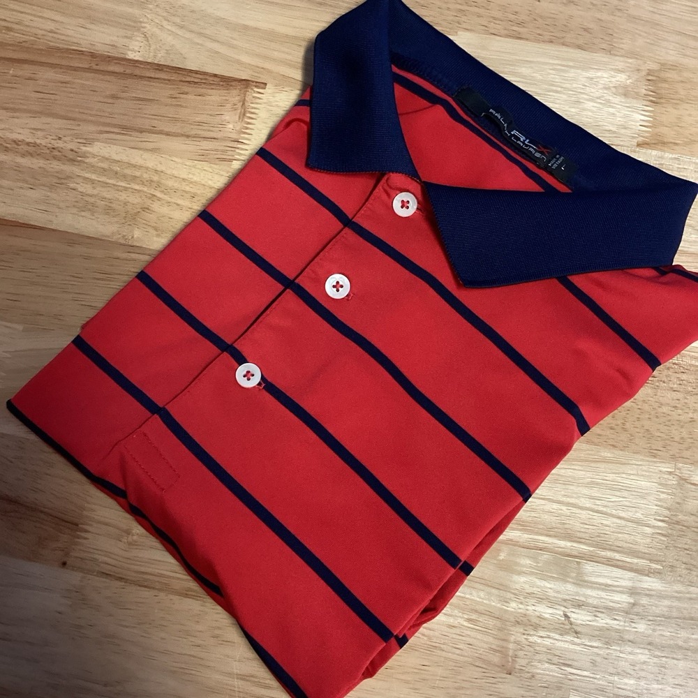 EUC Mens RLX Short‎ Sleeved Striped Golf Polo- Large